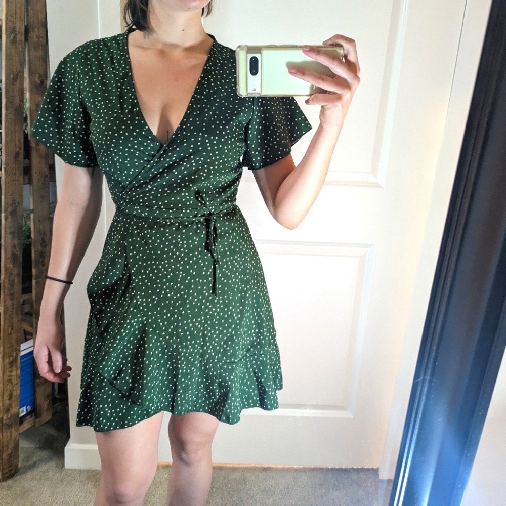 Green wrap dress